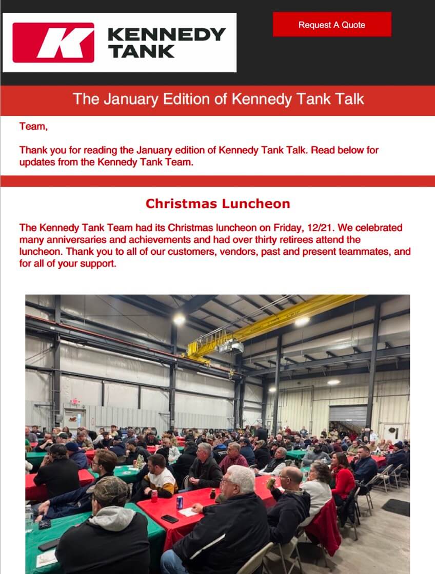 Read Kennedy Tank's January 2025 Tank Talk (pdf)